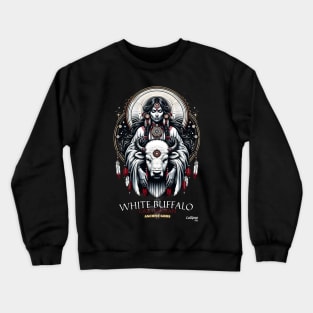 Old Gods Sacred Guardian: Native American Indian White Buffalo Calf Woman Crewneck Sweatshirt